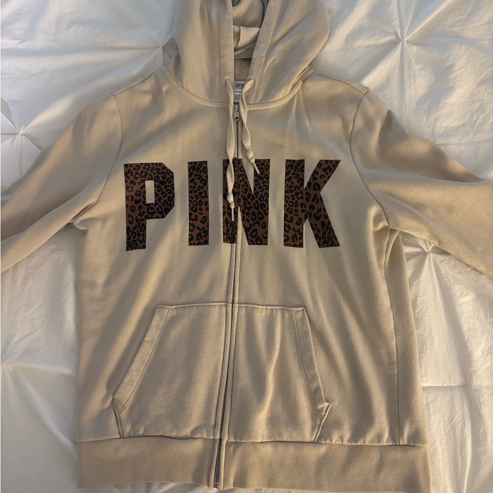 PINK Victoria's Secret Hoodie Jacket - Tan Women’s M